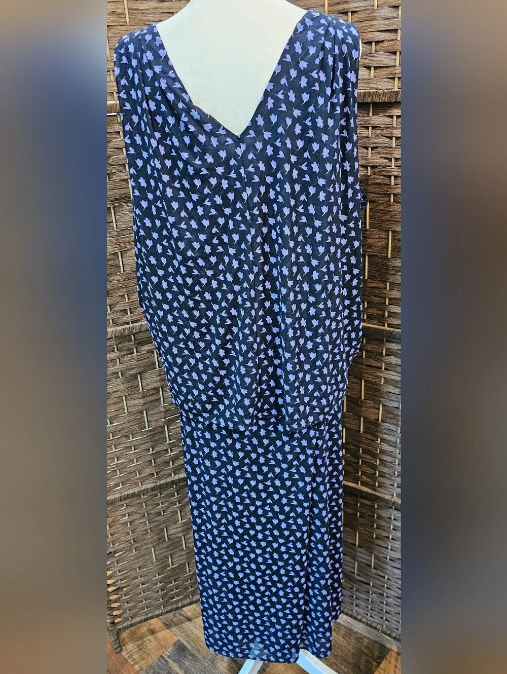 CAbi Navy with Lavender Micro-Print Swim Cover Dress